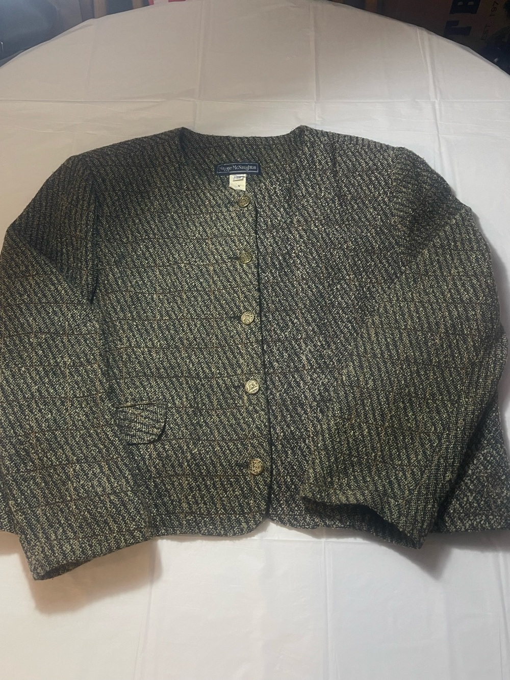 Maggie McNaughton Textured Tweed Button Jacket